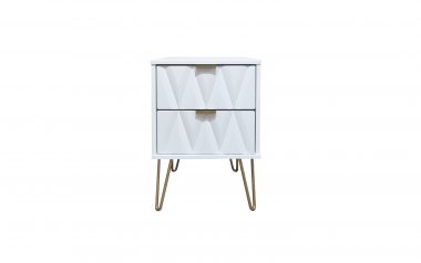 Diamond White 2 Drawer Bedside