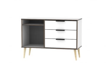 HK White 3 Drawer Tv Unit