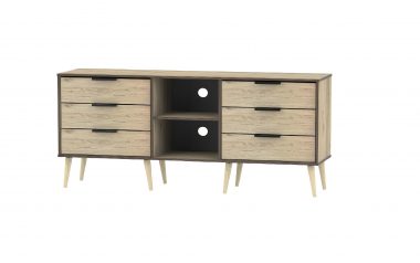 HK Oak/Brown 6 Drawer Tv Unit
