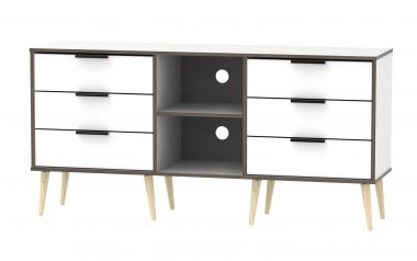 HK White 6 Drawer Tv Unit