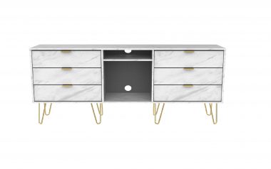 HK Stone White 6 Drawer Tv Unit
