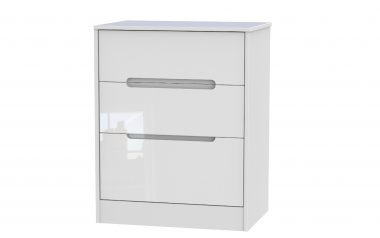 W Gloss White 3 Drawer Bedside