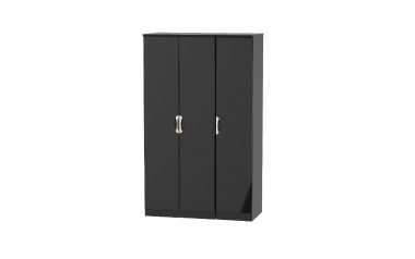 W Gloss Black 3 Door Wardrobe