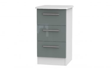 W Gloss Grey 3 Drawer Bedside