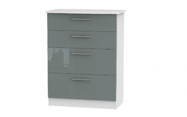 W Gloss Grey 4 Drawer Deep Chest