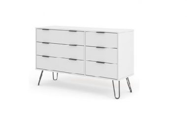 August White 6 Drawer Wide Chest
