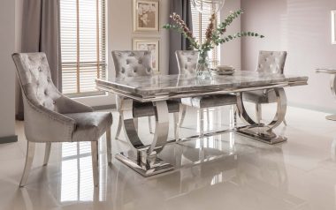Ariana Grey Marble Dining Table