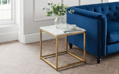 Escala Gold White Marble Top Lamp Table