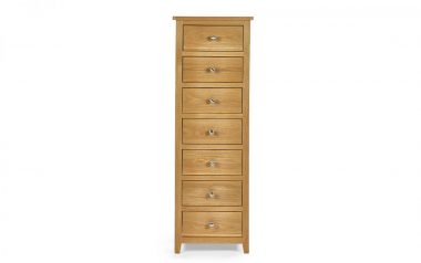 Lorry Oak 7 Drawer Narrow Chest
