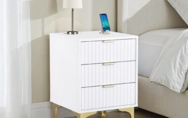 Mia White Gold 3 Drawer Bedside