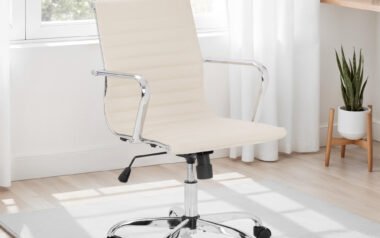 Gio Faux Leather Office Chair - Black & Chrome